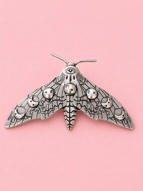 Gothic Silvery Moth Hair Pin